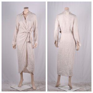 Magaschoni Beige Wrap Midi Dress